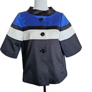 Vintage Anne Klein Color Block Mod Mad Men Style Boxy Jacket Sz 12P